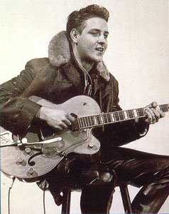 Eddie Cochran in fur collar leather jacket and leather pants