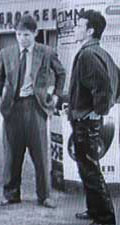 1956 Horst Buchholz in black leather pants; still from "die Halbstarken"