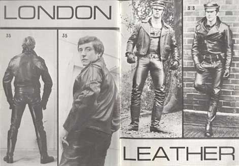 Two pages from English gay leather magazine Young Londoners